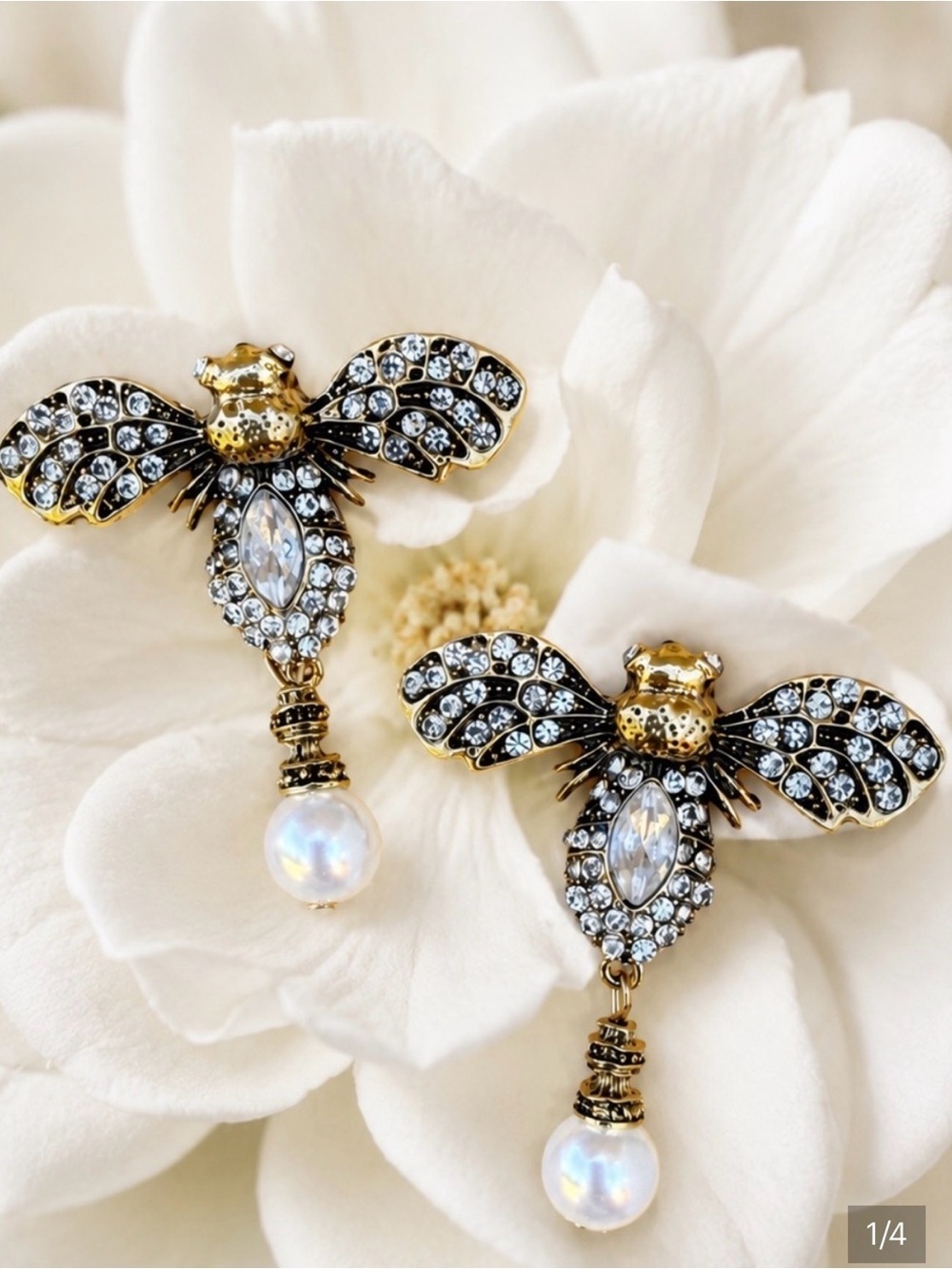New Cute Crystal Bee Drop Earrings